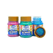 TINTA P/TELA ACRILEX METALICAS 37ML